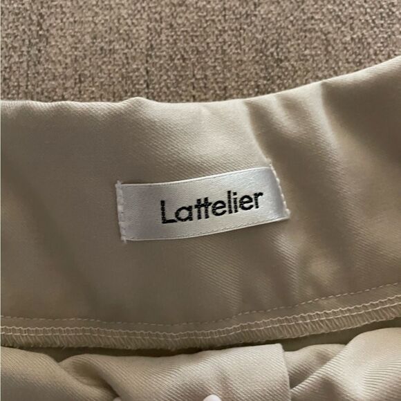 LATTELIER Super High Waisted Pleated Trouser Pants Small Beige - Picture 4 of 6